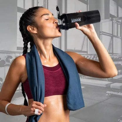 Mix up the perfect protein shake or pre - workout with this 3 - layer shaker bottle - Booyes fitness