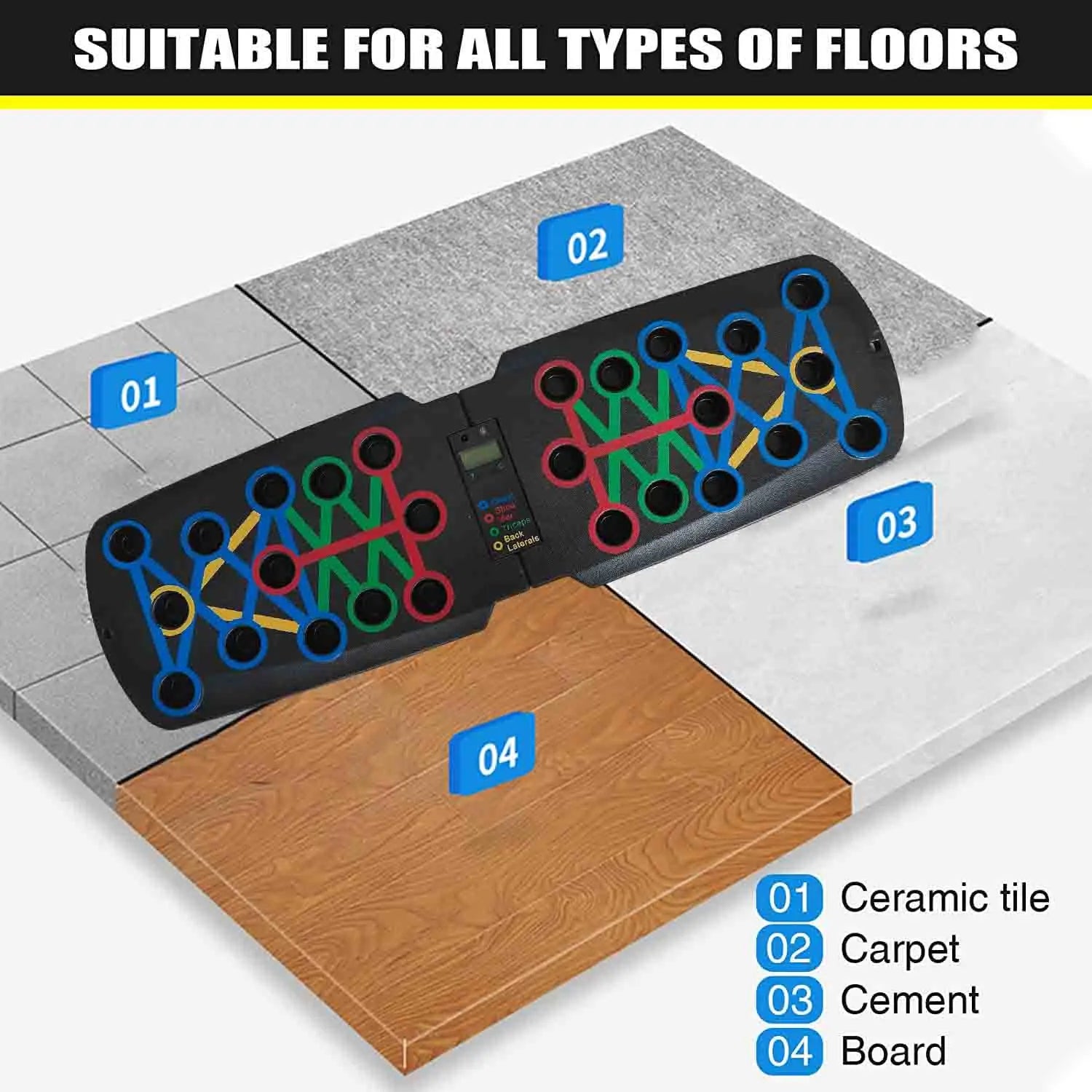 Portable Powerhouse: Foldable Push - Up Board with Automatic Counter & Resistance Bands - Booyes fitness