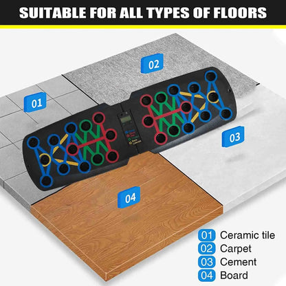 Portable Powerhouse: Foldable Push - Up Board with Automatic Counter & Resistance Bands - Booyes fitness